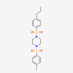 molecular formula C19H23FN2O4S2 B6045023 1-[(4-fluorophenyl)sulfonyl]-4-[(4-propylphenyl)sulfonyl]piperazine 