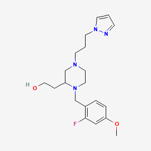molecular formula C20H29FN4O2 B6045025 2-{1-(2-fluoro-4-methoxybenzyl)-4-[3-(1H-pyrazol-1-yl)propyl]-2-piperazinyl}ethanol 