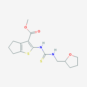 molecular formula C15H20N2O3S2 B6045036 methyl 2-({[(tetrahydro-2-furanylmethyl)amino]carbonothioyl}amino)-5,6-dihydro-4H-cyclopenta[b]thiophene-3-carboxylate 