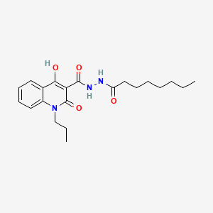 molecular formula C21H29N3O4 B604504 4-hydroxy-N'-octanoyl-2-oxo-1-propyl-1,2-dihydro-3-quinolinecarbohydrazide CAS No. 300705-22-0