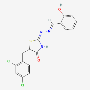 molecular formula C17H13Cl2N3O2S B6045043 2-hydroxybenzaldehyde [5-(2,4-dichlorobenzyl)-4-oxo-1,3-thiazolidin-2-ylidene]hydrazone 