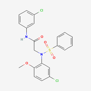 molecular formula C21H18Cl2N2O4S B6045055 N~2~-(5-chloro-2-methoxyphenyl)-N~1~-(3-chlorophenyl)-N~2~-(phenylsulfonyl)glycinamide 