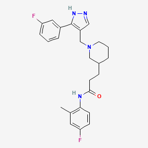molecular formula C25H28F2N4O B6045063 N-(4-fluoro-2-methylphenyl)-3-(1-{[3-(3-fluorophenyl)-1H-pyrazol-4-yl]methyl}-3-piperidinyl)propanamide 