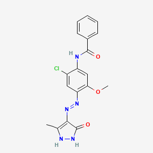 molecular formula C18H16ClN5O3 B6045108 N-{2-chloro-5-methoxy-4-[2-(3-methyl-5-oxo-1,5-dihydro-4H-pyrazol-4-ylidene)hydrazino]phenyl}benzamide 
