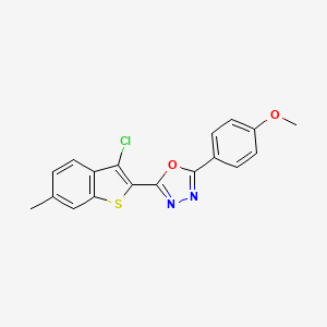 molecular formula C18H13ClN2O2S B6045144 2-(3-chloro-6-methyl-1-benzothien-2-yl)-5-(4-methoxyphenyl)-1,3,4-oxadiazole 