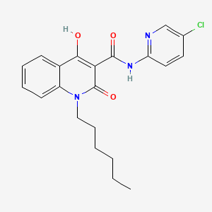 molecular formula C21H22ClN3O3 B604516 N-(5-chloro-2-pyridinyl)-1-hexyl-4-hydroxy-2-oxo-1,2-dihydro-3-quinolinecarboxamide CAS No. 331829-42-6