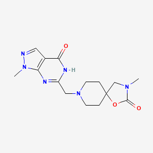 molecular formula C15H20N6O3 B6045166 3-methyl-8-[(1-methyl-4-oxo-4,5-dihydro-1H-pyrazolo[3,4-d]pyrimidin-6-yl)methyl]-1-oxa-3,8-diazaspiro[4.5]decan-2-one 