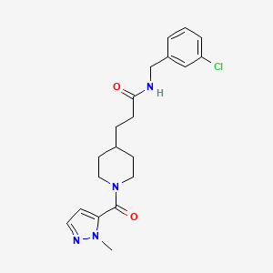 molecular formula C20H25ClN4O2 B6045178 N-(3-chlorobenzyl)-3-{1-[(1-methyl-1H-pyrazol-5-yl)carbonyl]-4-piperidinyl}propanamide 