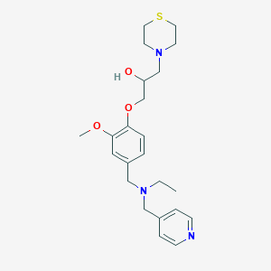 molecular formula C23H33N3O3S B6045180 1-(4-{[ethyl(4-pyridinylmethyl)amino]methyl}-2-methoxyphenoxy)-3-(4-thiomorpholinyl)-2-propanol 