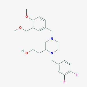molecular formula C23H30F2N2O3 B6045181 2-{1-(3,4-difluorobenzyl)-4-[4-methoxy-3-(methoxymethyl)benzyl]-2-piperazinyl}ethanol 