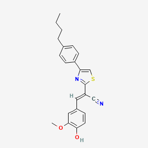 molecular formula C23H22N2O2S B604522 2-[4-(4-Butylphenyl)-1,3-thiazol-2-yl]-3-(4-hydroxy-3-methoxyphenyl)acrylonitrile CAS No. 327167-88-4