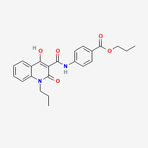 molecular formula C23H24N2O5 B604523 propyl 4-{[(4-hydroxy-2-oxo-1-propyl-1,2-dihydro-3-quinolinyl)carbonyl]amino}benzoate CAS No. 304867-88-7