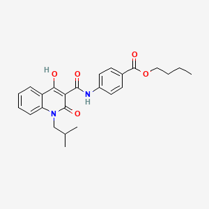 molecular formula C25H28N2O5 B604524 Butyl 4-({[4-hydroxy-1-(2-methylpropyl)-2-oxo-1,2-dihydroquinolin-3-yl]carbonyl}amino)benzoate CAS No. 331963-08-7