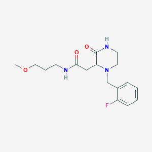 molecular formula C17H24FN3O3 B6045240 2-[1-(2-fluorobenzyl)-3-oxo-2-piperazinyl]-N-(3-methoxypropyl)acetamide 