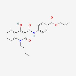 molecular formula C24H26N2O5 B604525 Propyl 4-{[(1-butyl-4-hydroxy-2-oxo-1,2-dihydroquinolin-3-yl)carbonyl]amino}benzoate CAS No. 300837-51-8