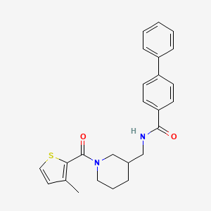molecular formula C25H26N2O2S B6045251 N-({1-[(3-methyl-2-thienyl)carbonyl]-3-piperidinyl}methyl)-4-biphenylcarboxamide 