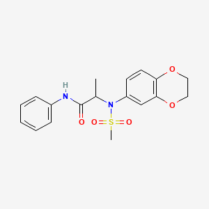 molecular formula C18H20N2O5S B6045254 N~2~-(2,3-dihydro-1,4-benzodioxin-6-yl)-N~2~-(methylsulfonyl)-N~1~-phenylalaninamide 
