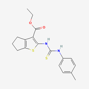 molecular formula C18H20N2O2S2 B6045272 ethyl 2-({[(4-methylphenyl)amino]carbonothioyl}amino)-5,6-dihydro-4H-cyclopenta[b]thiophene-3-carboxylate 