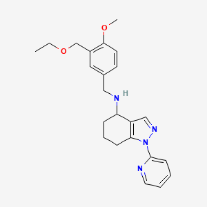 molecular formula C23H28N4O2 B6045296 N-[3-(ethoxymethyl)-4-methoxybenzyl]-1-(2-pyridinyl)-4,5,6,7-tetrahydro-1H-indazol-4-amine 