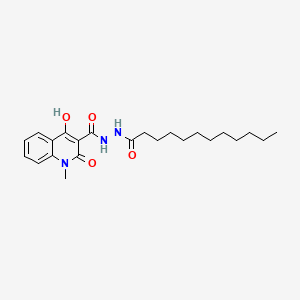 molecular formula C23H33N3O4 B604533 N'-dodecanoyl-4-hydroxy-1-methyl-2-oxo-1,2-dihydroquinoline-3-carbohydrazide CAS No. 300805-55-4