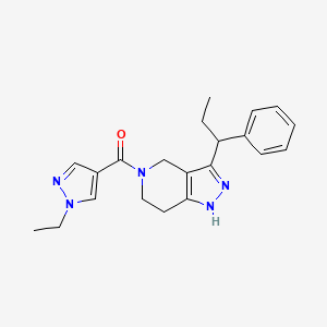 molecular formula C21H25N5O B6045358 5-[(1-ethyl-1H-pyrazol-4-yl)carbonyl]-3-(1-phenylpropyl)-4,5,6,7-tetrahydro-1H-pyrazolo[4,3-c]pyridine 