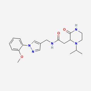 molecular formula C20H27N5O3 B6045362 2-(1-isopropyl-3-oxo-2-piperazinyl)-N-{[1-(2-methoxyphenyl)-1H-pyrazol-4-yl]methyl}acetamide 