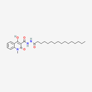 molecular formula C27H41N3O4 B604537 N'-hexadecanoyl-4-hydroxy-1-methyl-2-oxo-1,2-dihydroquinoline-3-carbohydrazide CAS No. 331963-33-8