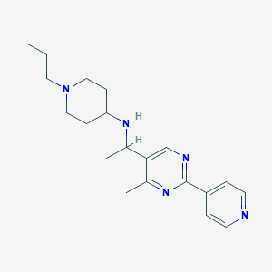 molecular formula C20H29N5 B6045374 N-{1-[4-methyl-2-(4-pyridinyl)-5-pyrimidinyl]ethyl}-1-propyl-4-piperidinamine 