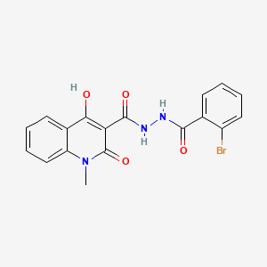 molecular formula C18H14BrN3O4 B604538 N'-[(2-bromophenyl)carbonyl]-4-hydroxy-1-methyl-2-oxo-1,2-dihydroquinoline-3-carbohydrazide CAS No. 331963-50-9