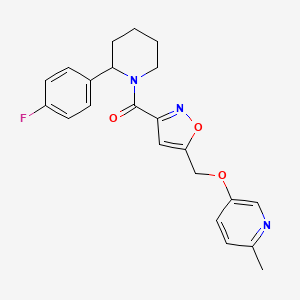 molecular formula C22H22FN3O3 B6045382 5-[(3-{[2-(4-fluorophenyl)-1-piperidinyl]carbonyl}-5-isoxazolyl)methoxy]-2-methylpyridine 