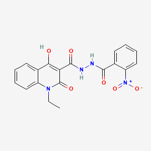 1-ethyl-4-hydroxy-N'-({2-nitrophenyl}carbonyl)-2-oxo-1,2-dihydroquinoline-3-carbohydrazide