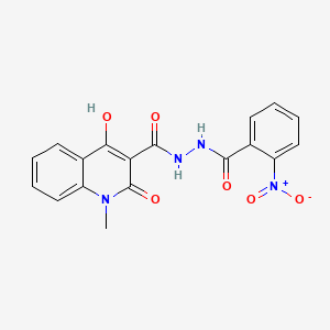 4-hydroxy-N'-({2-nitrophenyl}carbonyl)-1-methyl-2-oxo-1,2-dihydroquinoline-3-carbohydrazide