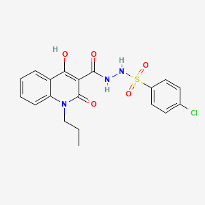 molecular formula C19H18ClN3O5S B604541 4-chloro-N'-[(4-hydroxy-2-oxo-1-propyl-1,2-dihydroquinolin-3-yl)carbonyl]benzenesulfonohydrazide CAS No. 331963-77-0