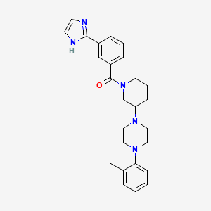 molecular formula C26H31N5O B6045412 1-{1-[3-(1H-imidazol-2-yl)benzoyl]-3-piperidinyl}-4-(2-methylphenyl)piperazine 