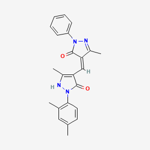 molecular formula C23H22N4O2 B6045425 4-{[1-(2,4-dimethylphenyl)-5-hydroxy-3-methyl-1H-pyrazol-4-yl]methylene}-5-methyl-2-phenyl-2,4-dihydro-3H-pyrazol-3-one 