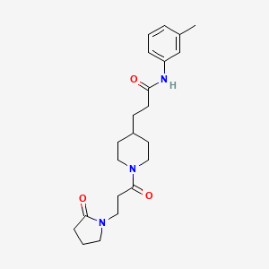molecular formula C22H31N3O3 B6045440 N-(3-methylphenyl)-3-{1-[3-(2-oxo-1-pyrrolidinyl)propanoyl]-4-piperidinyl}propanamide 