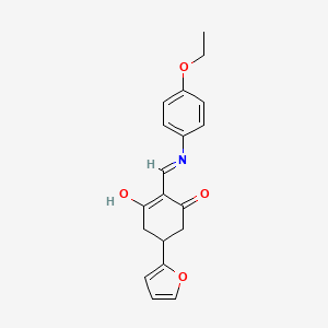molecular formula C19H19NO4 B6045445 2-{[(4-ethoxyphenyl)amino]methylene}-5-(2-furyl)-1,3-cyclohexanedione 