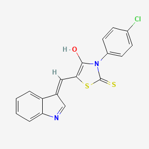 molecular formula C18H11ClN2OS2 B604549 (Z)-5-((1H-indol-3-yl)methylene)-3-(4-chlorophenyl)-2-thioxothiazolidin-4-one CAS No. 306323-25-1