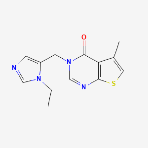 molecular formula C13H14N4OS B6045497 3-[(1-ethyl-1H-imidazol-5-yl)methyl]-5-methylthieno[2,3-d]pyrimidin-4(3H)-one 