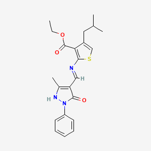 molecular formula C22H25N3O3S B604550 ethyl 4-isobutyl-2-{[(3-methyl-5-oxo-1-phenyl-1,5-dihydro-4H-pyrazol-4-ylidene)methyl]amino}-3-thiophenecarboxylate CAS No. 5649-73-0