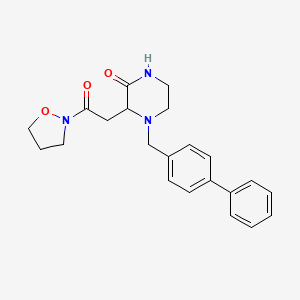 molecular formula C22H25N3O3 B6045512 4-(4-biphenylylmethyl)-3-[2-(2-isoxazolidinyl)-2-oxoethyl]-2-piperazinone 
