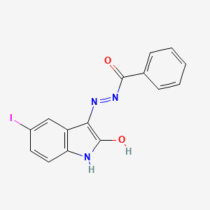 molecular formula C15H10IN3O2 B6045564 N'-(5-iodo-2-oxo-1,2-dihydro-3H-indol-3-ylidene)benzohydrazide 