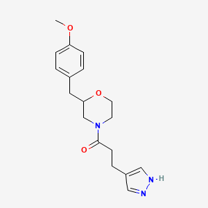 molecular formula C18H23N3O3 B6045570 2-(4-methoxybenzyl)-4-[3-(1H-pyrazol-4-yl)propanoyl]morpholine 