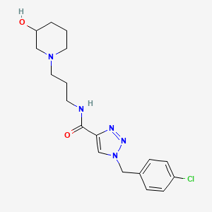 molecular formula C18H24ClN5O2 B6045581 1-(4-chlorobenzyl)-N-[3-(3-hydroxy-1-piperidinyl)propyl]-1H-1,2,3-triazole-4-carboxamide 
