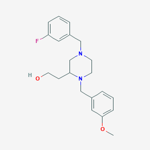 molecular formula C21H27FN2O2 B6045630 2-[4-(3-fluorobenzyl)-1-(3-methoxybenzyl)-2-piperazinyl]ethanol 