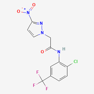 molecular formula C12H8ClF3N4O3 B6045638 N-[2-chloro-5-(trifluoromethyl)phenyl]-2-(3-nitro-1H-pyrazol-1-yl)acetamide 