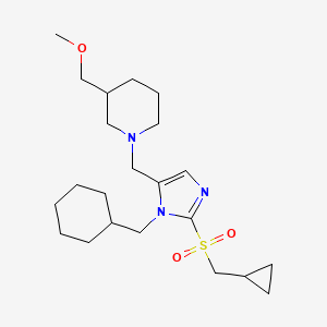 molecular formula C22H37N3O3S B6045642 1-({1-(cyclohexylmethyl)-2-[(cyclopropylmethyl)sulfonyl]-1H-imidazol-5-yl}methyl)-3-(methoxymethyl)piperidine 