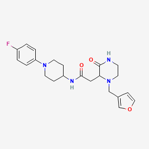 molecular formula C22H27FN4O3 B6045656 N-[1-(4-fluorophenyl)-4-piperidinyl]-2-[1-(3-furylmethyl)-3-oxo-2-piperazinyl]acetamide 