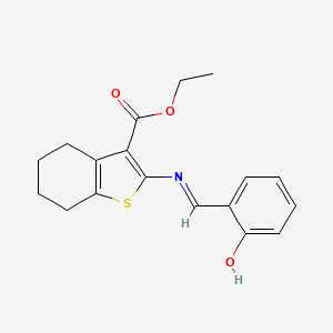 molecular formula C18H19NO3S B604566 Ethyl 2-[(2-hydroxybenzylidene)amino]-4,5,6,7-tetrahydro-1-benzothiophene-3-carboxylate CAS No. 932746-34-4