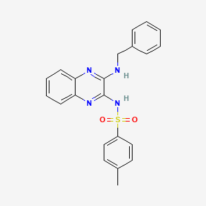 molecular formula C22H20N4O2S B6045679 N-[3-(benzylamino)-2-quinoxalinyl]-4-methylbenzenesulfonamide 